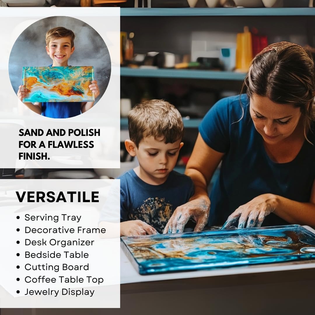 Alaskey® Large Premium Rectangular Resin Table Silicone Mold 12"x7" | Durable, Reusable, No Seal Required | Large Epoxy Resin Mold for DIY River Table, Coffee Table, Cutting Board, Charcuterie Crafts