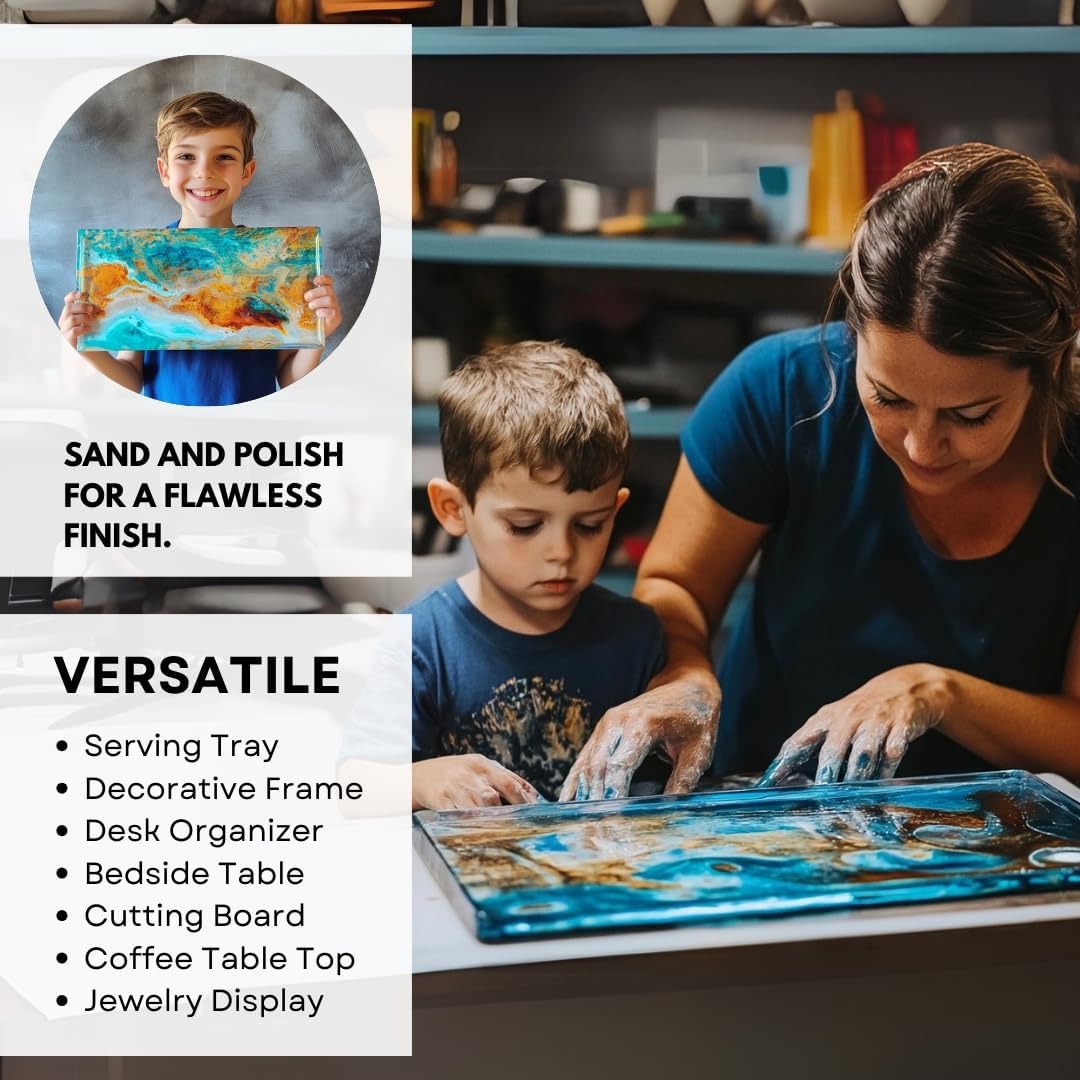 Alaskey® Large Premium Rectangular Resin Table Silicone Mold 16"x10" and 19"x11" | Durable, Reusable, No Seal Required | Large Epoxy Resin Mold for DIY River Table, Coffee Table, Cutting Board Crafts