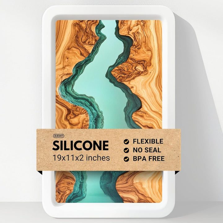 Alaskey® Large Premium Rectangular Resin Table Silicone Mold 19"x11" | Durable, Reusable, No Seal Required | Large Epoxy Resin Mold for DIY River Table, Coffee Table, Cutting Board, Charcuterie Crafts