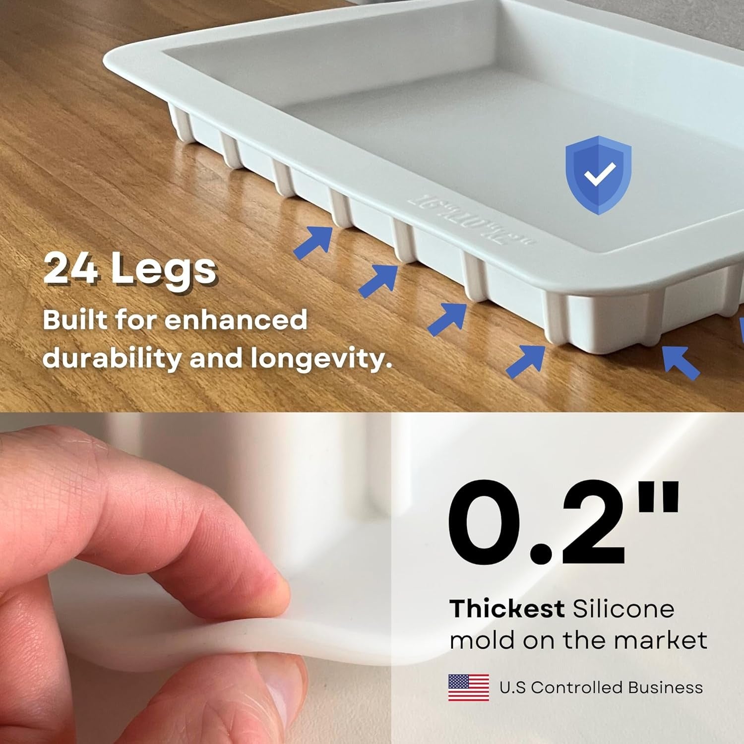 Alaskey® Large Premium Rectangular Resin Table Silicone Mold 16"x10" | Durable, Reusable, No Seal Required | Large Epoxy Resin Mold for DIY River Table, Coffee Table, Cutting Board, Charcuterie Crafts
