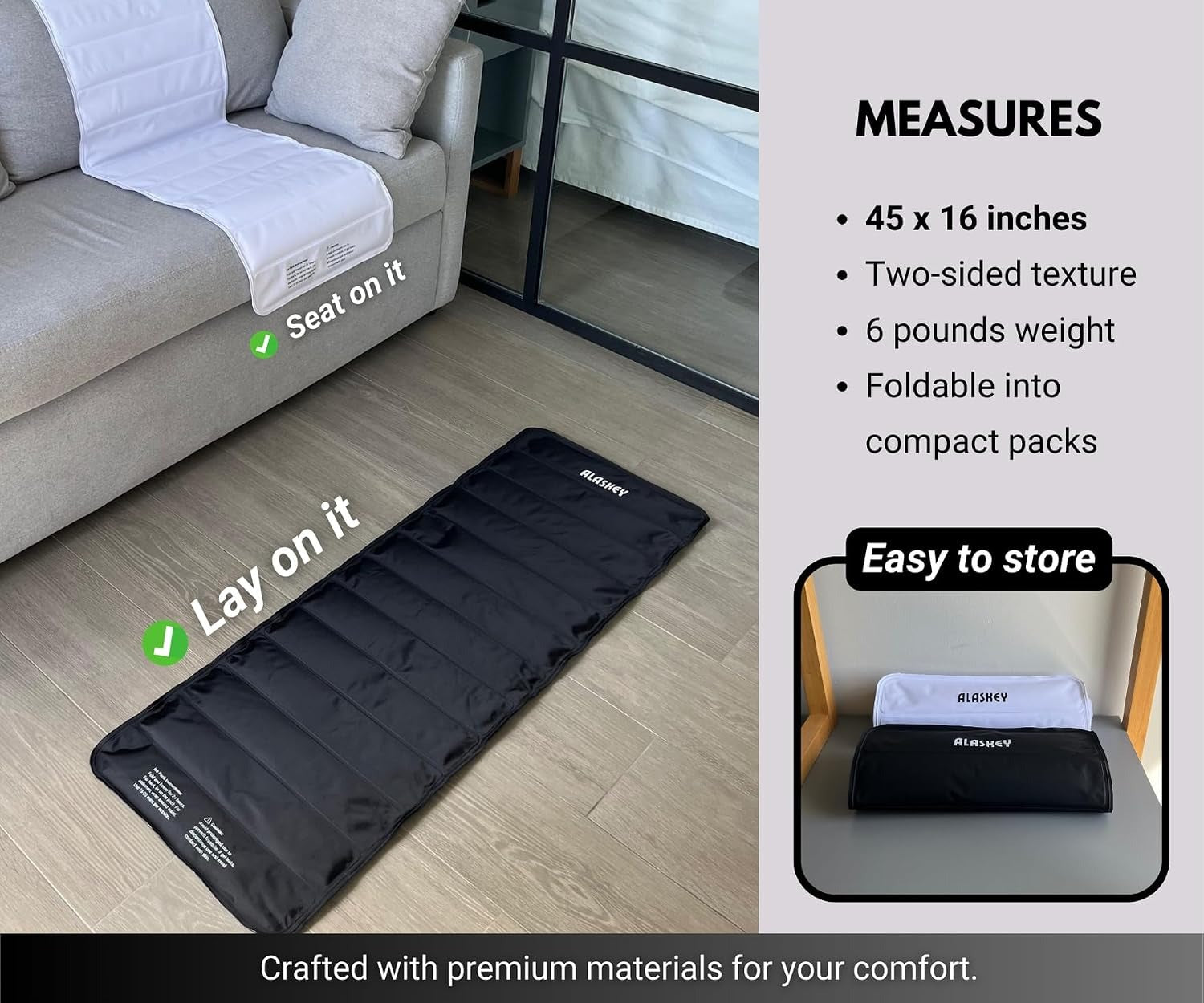 Alaskey® Large White Full Body Ice Pack | 45"x16" Reusable Relaxation Cooling Blanket | Perfect for Summer Comfort, Full-Body Cooling, Cold Therapy and Recovery After Physical Activity or Everyday Use