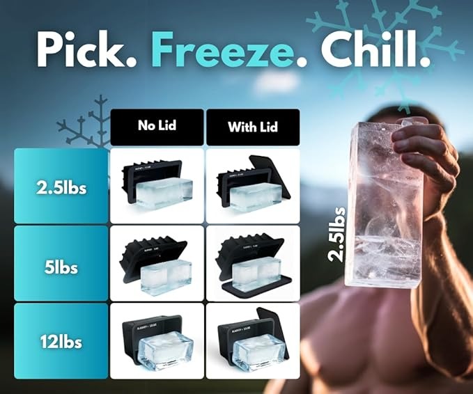 Alaskey® Extra Large Ice Block Mold 5 lbs (Single) | Create Perfect Reusable Ice Bricks | Professional Silicone Mold for Crafting Giant Ice Cubes, Ideal for Ice Baths, Coolers, Bartender Accessories