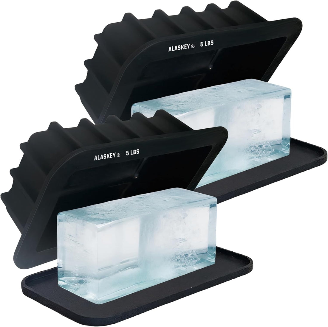 Alaskey® Extra Large Ice Block Mold 5 lbs With Lid (2-Pack) | Create Perfect Ice Bricks | Professional Silicone Mold for Crafting Giant Ice Cubes, Ideal for Ice Baths, Coolers, Bartender Accessories