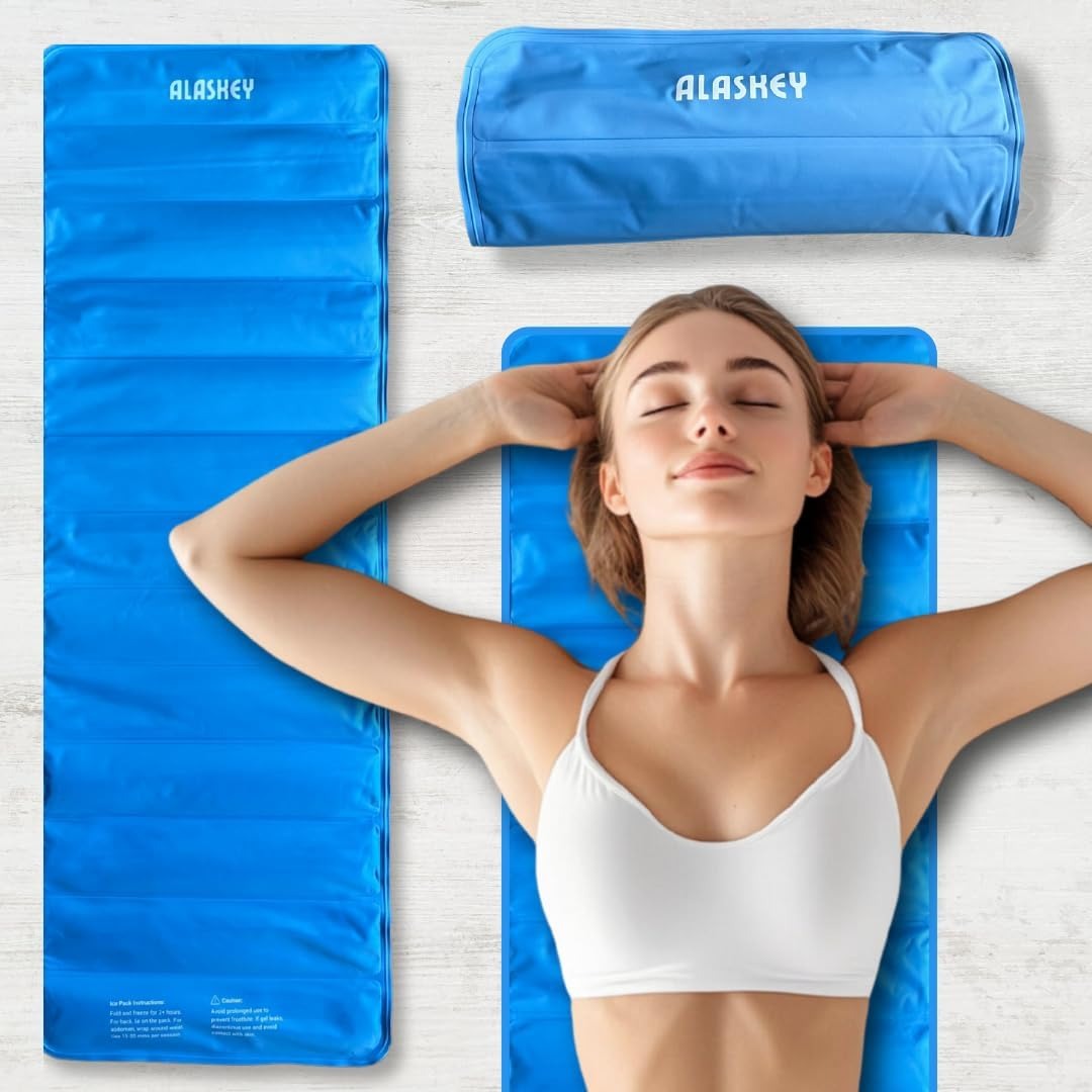 Alaskey® Large Blue Full Body Ice Pack | 45"x16" Reusable Relaxation Cooling Blanket | Perfect for Summer Comfort, Full-Body Cooling, Cold Therapy and Recovery After Physical Activity or Everyday Use