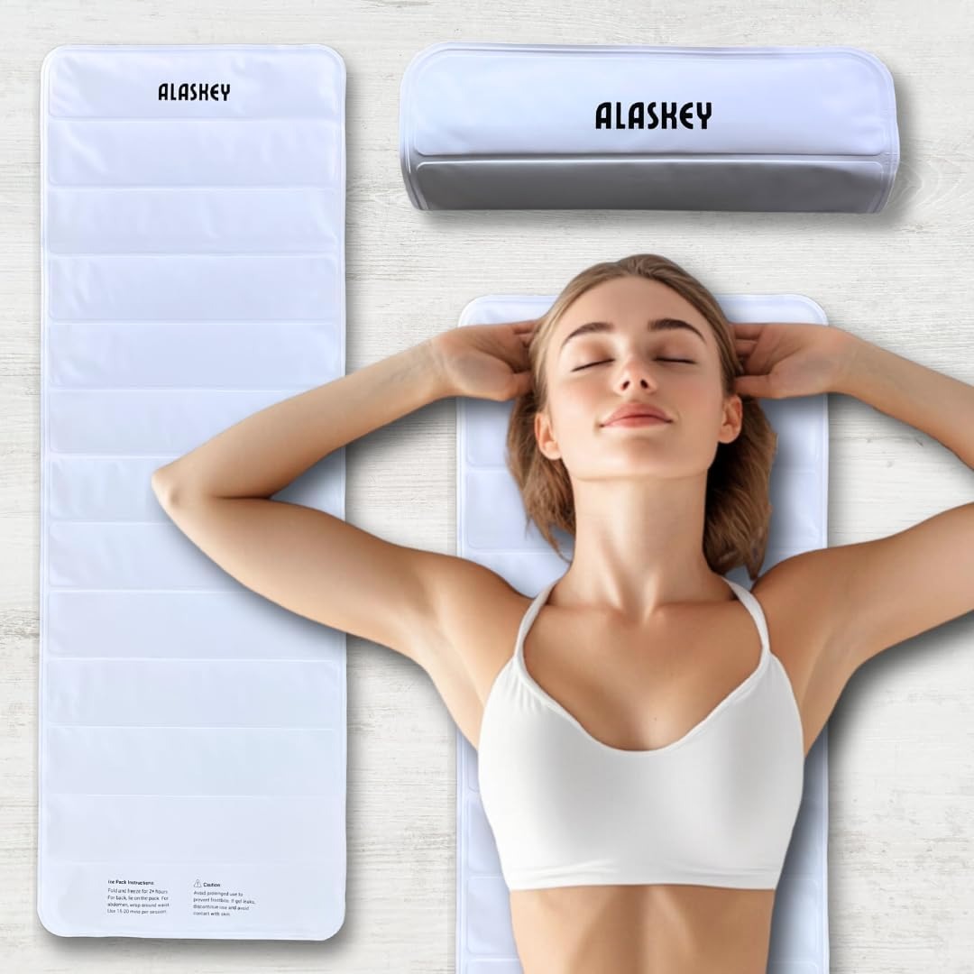 Alaskey® Large White Full Body Ice Pack | 45"x16" Reusable Relaxation Cooling Blanket | Perfect for Summer Comfort, Full-Body Cooling, Cold Therapy and Recovery After Physical Activity or Everyday Use